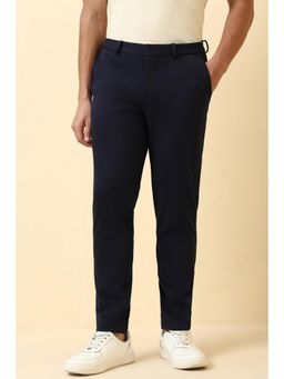 Allen Solly - Mens Navy Blue Solid Casual Trouser