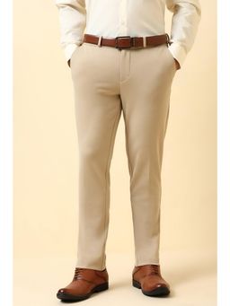 Allen Solly - Mens Beige Solid Formal Trouser