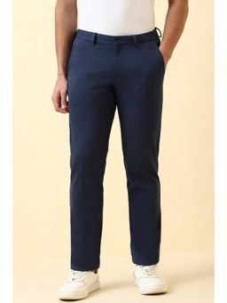 Allen Solly - Mens Navy Blue Solid Casual Trouser