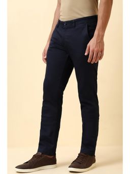 Allen Solly - Mens Navy Blue Solid Casual Trouser