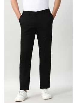 Peter England - Mens Black Solid Slim Fit Casual Trouser