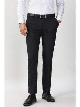 Peter England - Mens Black Print Formal Trouser