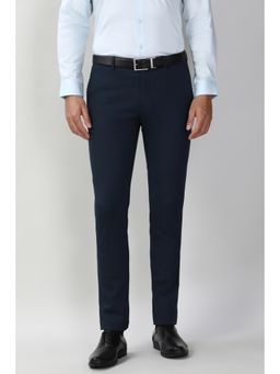 Peter England - Mens Navy Blue Solid Formal Trouser