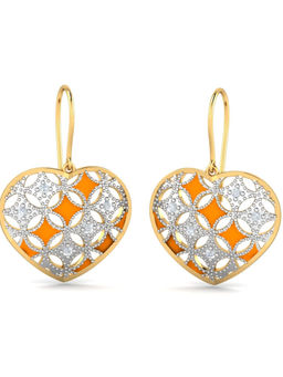 KuberBox - 14K Enamel Heart Hook Earrings for Women and Girls