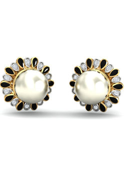 KuberBox - 18K Coise Pearl Enamel Earrings for Women and Girls