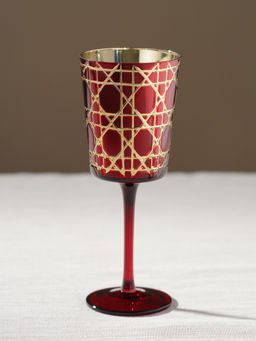 Pure Home + Living - Red Cut Glass Stem Candle Holder