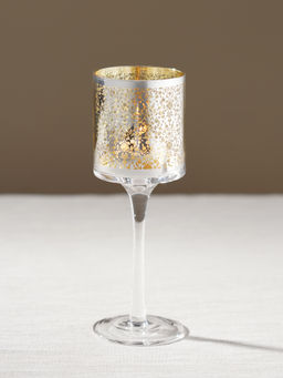 Pure Home + Living - Silver Pattern Glass Stem Candle Holder