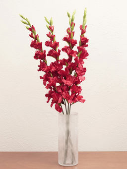 Pure Home + Living - Red Gladiolus Faux Flower Stem - Single