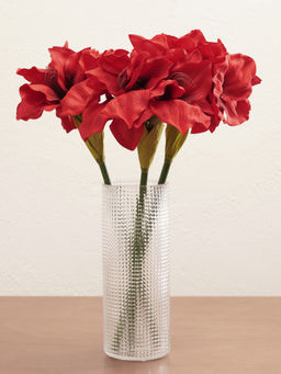 Pure Home + Living - Red Amaryllis Faux Flower Stem - Single