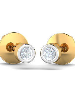 KuberBox - 14K Gozde Tiny Solitaire Earrings for Women and Girls
