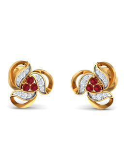 KuberBox - 14K Berko Ruby Stud Earrings for Women and Girls