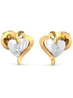 KuberBox - 14K Anna Heart Stud Earrings for Women and Girls
