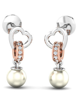 KuberBox - 14K Clasped Heart Pearl Earrings for Women and Girls