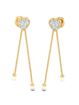 KuberBox - 14K Esty Heart Pearl Earrings for Women and Girls