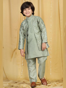 Hopscotch - 3-Piece Mirror Work Jacket, Kurta and Pyjama