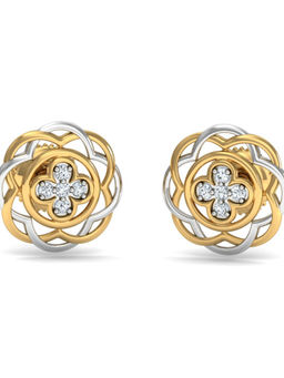 KuberBox - 14K Ciliq Round Stud Earrings for Women and Girls