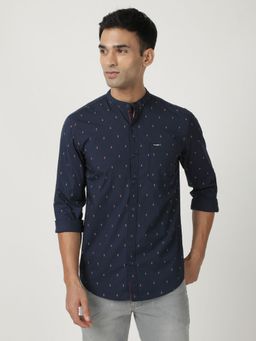 Wrangler - Men Printed Blue Shirt (Slim)