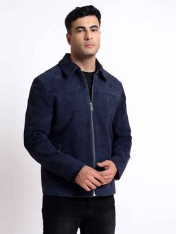 Saint G - Aris Blue Leather Men Bomber Jacket