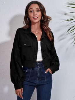 Oh Rare - Black Drop Shoulder Long Sleeve Jacket