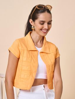 Style Quotient - Women Orange Crop Denim Shrugs