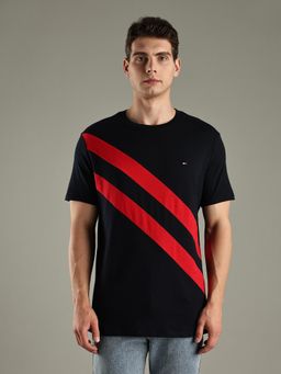 Tommy Hilfiger - Navy Blue Striped Regular-Fit Cotton T-shirt