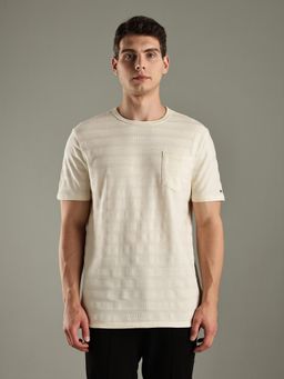 Tommy Hilfiger - Off White Textured Regular-Fit Cotton T-shirt