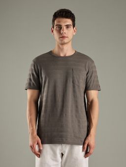 Tommy Hilfiger - Grey Olive Textured Regular-Fit Cotton T-shirt