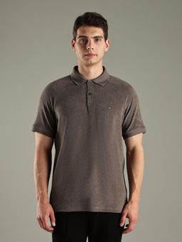 Tommy Hilfiger - Grey Solid Regular-Fit Cotton Polo T-shirt