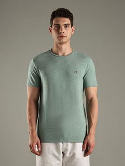 Tommy Hilfiger - Green Solid Slim-Fit Cotton T-shirt