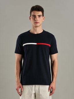 Tommy Hilfiger - Navy Blue Solid Regular-Fit Cotton T-shirt