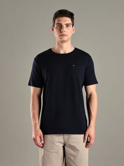 Tommy Hilfiger - Navy Blue Solid Regular-Fit Cotton T-shirt