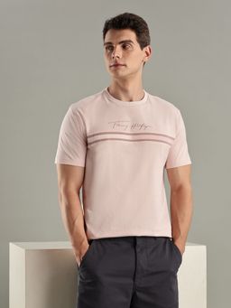 Tommy Hilfiger - Pink Logo Regular-Fit Cotton T-shirt