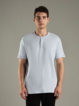 Tommy Hilfiger - Blue Solid Regular-Fit Cotton T-shirt