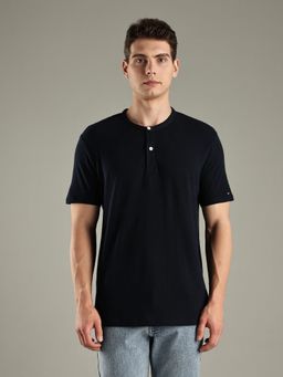Tommy Hilfiger - Navy Blue Solid Regular-Fit Cotton T-shirt