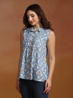 Shree - Women Liva Blue Printed Tunic