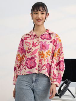Libas - Multi Floral Printed Front Open Shirt