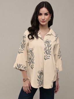 Libas - Off White Floral Printed Shirt