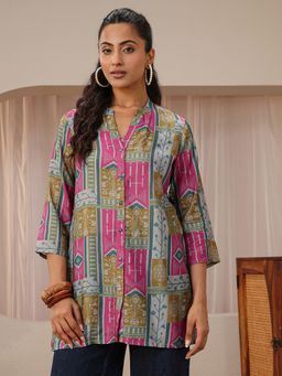 Libas - Multi Colour Ethnic Motif Printed Panelled Kurti