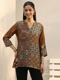Libas - Rust Ethnic Motif Printed Straight Kurti