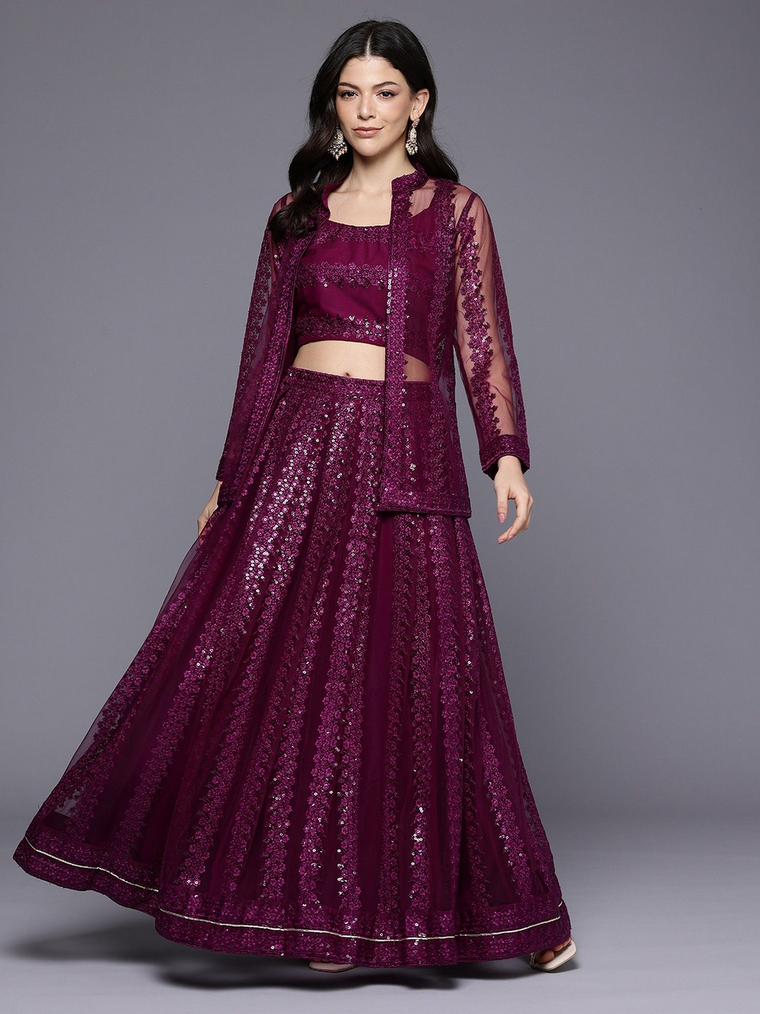 ahalyaa Purple Women's Printed Blouse with Lehenga and Dupatta-picture-24
