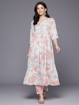 Ahalyaa - White Women's Printed Kurta with Pant
