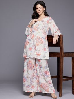 Ahalyaa - White Women's Printed Kurta with Palazzo