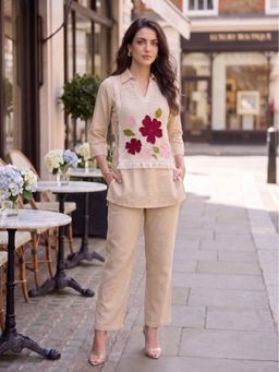 Autumnlane - Hiral Tan Embroidery Co-Ord Set