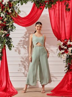 INDO STREET - Green Embellished Ethnic Jumpsuit