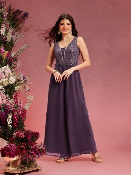 INDO STREET - Purple Embellished Ethnic Jumpsuit