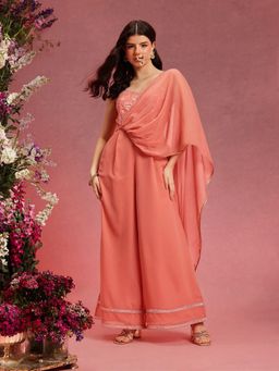 INDO STREET - Peach Embellished Ethnic Jumpsuit