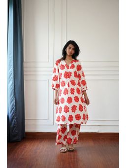The Quince Life - Crimson Blossom Kurta with Pant