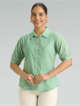 Women Plus - Pearl Green Printed Pure Cotton Tunic