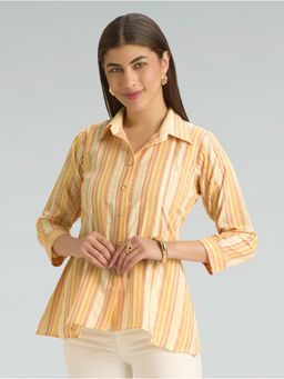Women Plus - Striped A-Line Pure Cotton Tunic