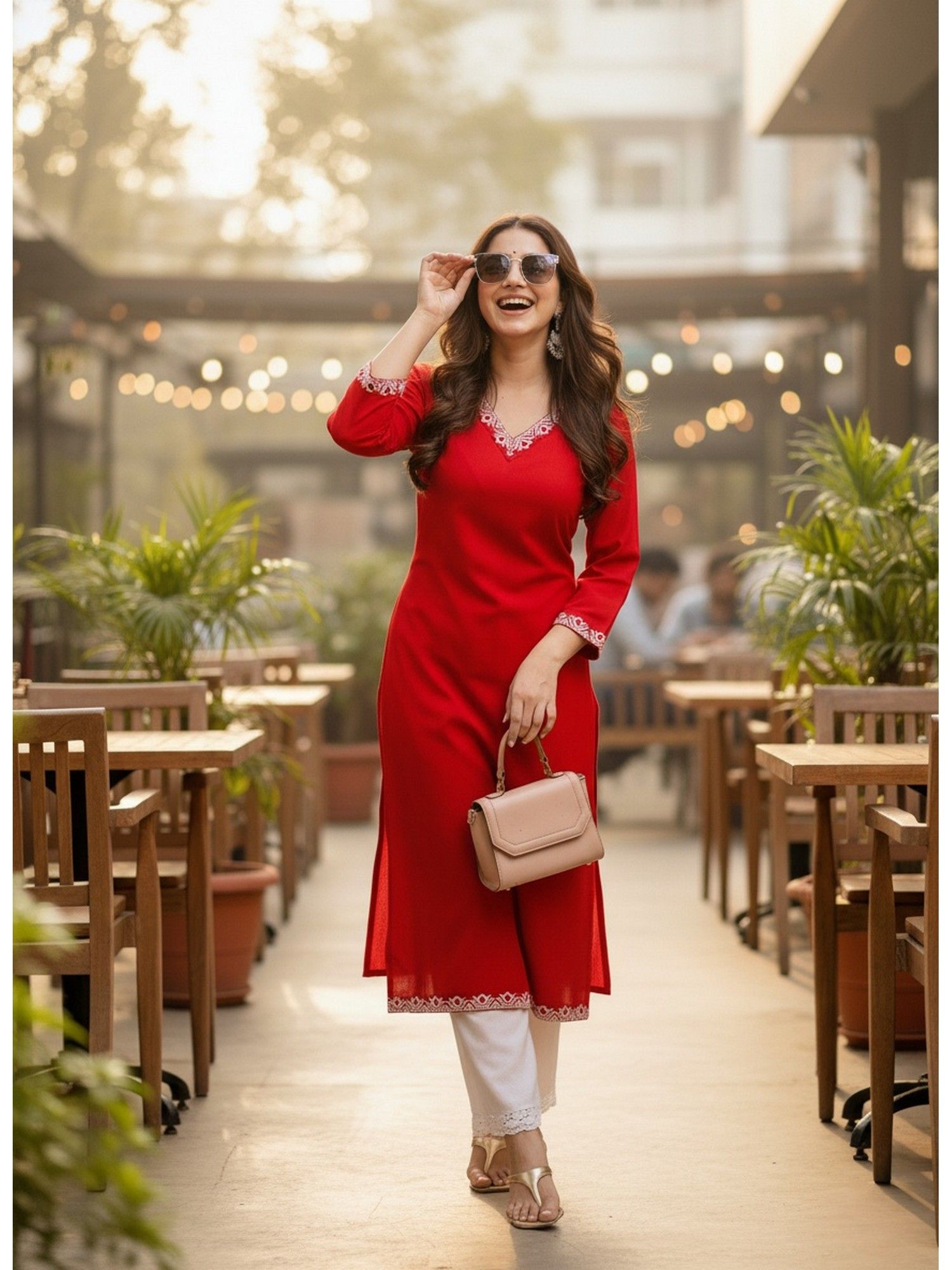 surhi Red Cotton Solid Embroidered Kurta-picture-19